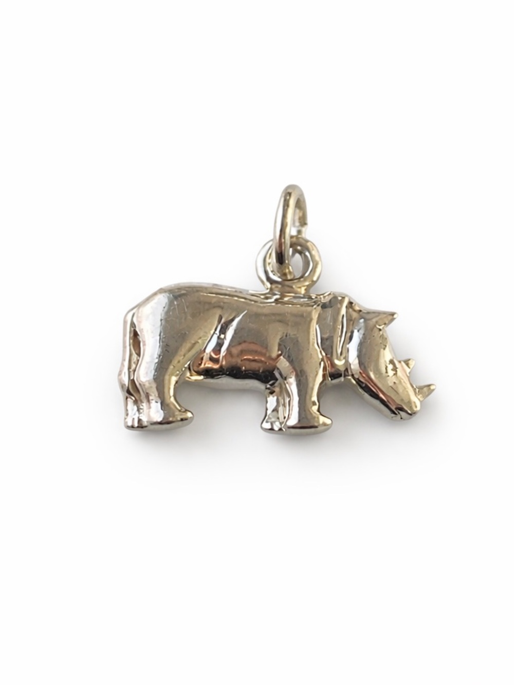 925 Sterling Silver Rhino Charm Rhinoceros Pendant Safari Animal Jewelry